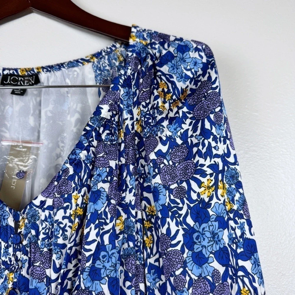 J. Crew V-Neck Long Sleeves Midi Dress Fete Floral Print Size S NWT